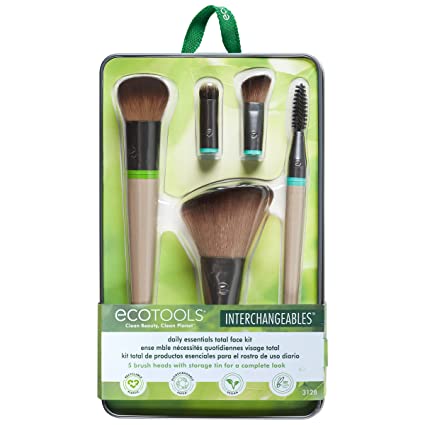 EcoTools Interchangeables Daily Essentials - Kit de brochas de maquillaje facial total